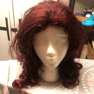 Long dark red wig